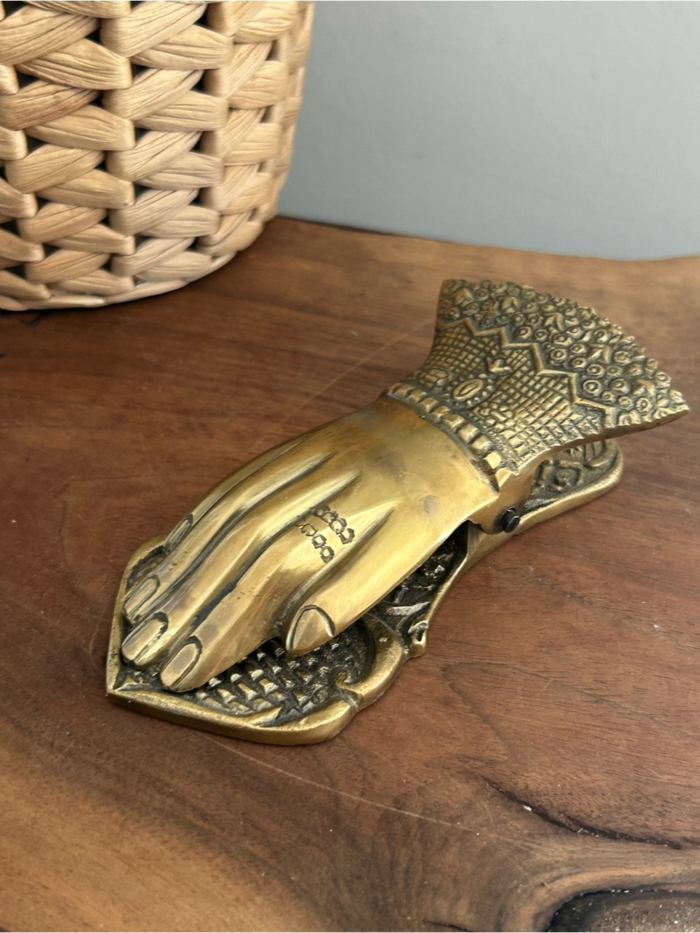 Brass Decorative Hand Paper Clip - Gold Tone Victorian